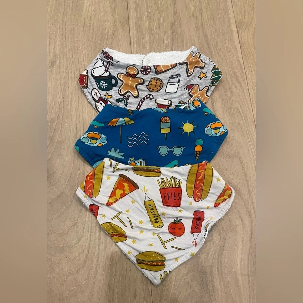 Little sleepies 3- Pack Baby bamboo Bibs - Holiday, Beach & Food